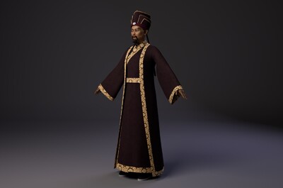 写实古代员外 财主模型-老人-男模型库-Maya(.ma/.mb)模型下载-cg模型网
