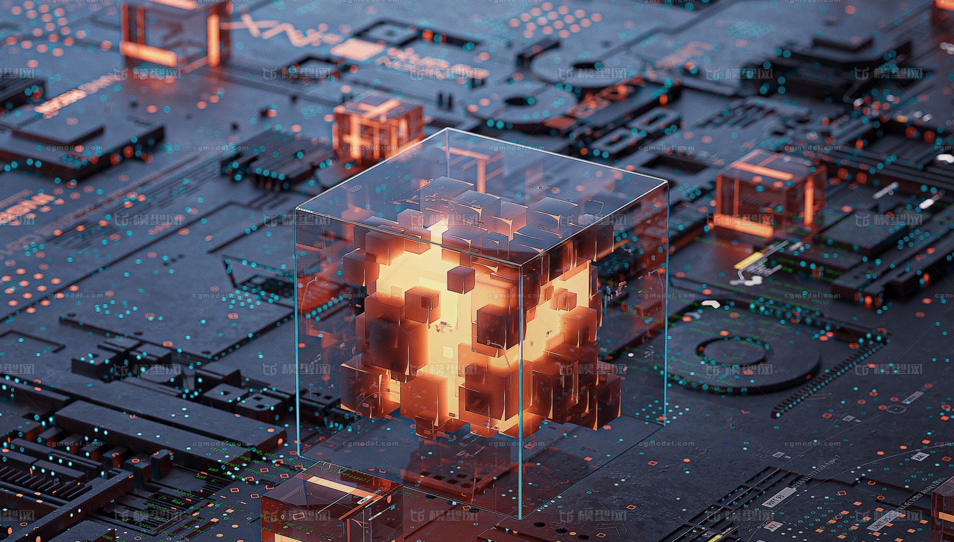 OC工程-芯片工程 芯片模型-科幻场景模型库-Cinema 4D(.c4d)模型下载-cg模型网