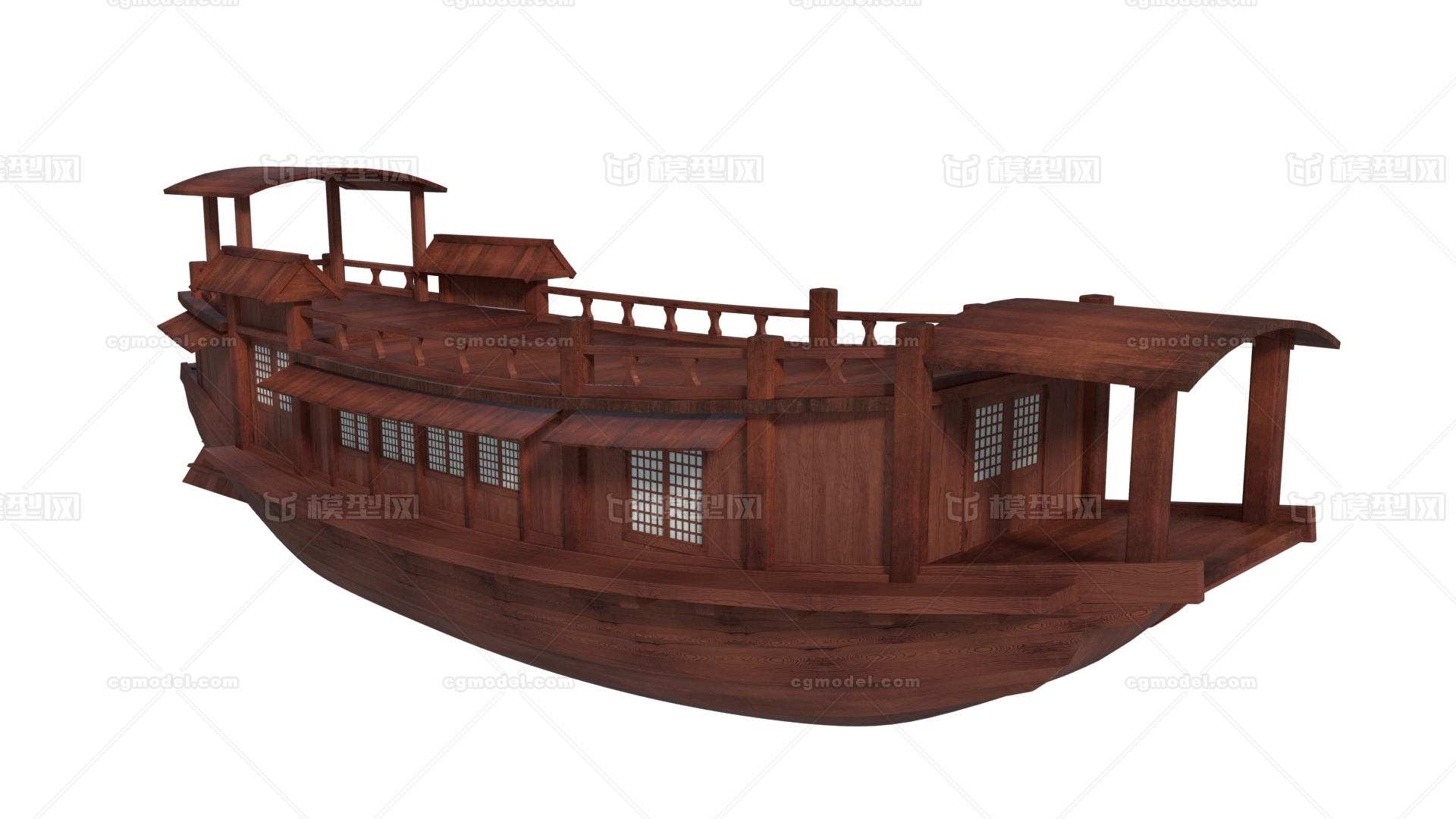 写实 游船模型-古代船/仿古船模型库-Maya(.ma/.mb)模型下载-cg模型网