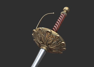刺剑 骑士佩剑模型-冷兵器模型库-FBX(.fbx)模型下载-cg模型网