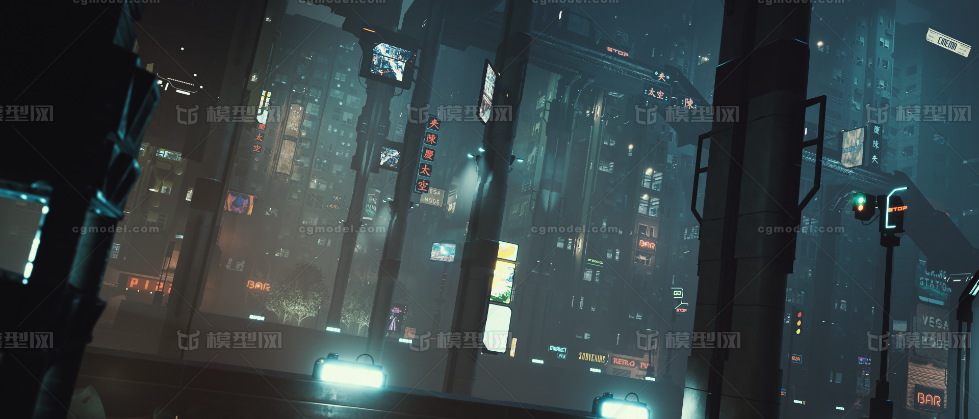 赛博朋克 科幻城市模型-科幻场景模型库-Unreal Engine模型下载-cg模型网