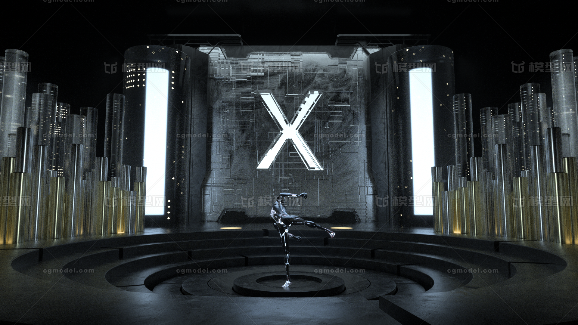 机器人科幻场景 OC渲染器模型-科幻场景模型库-Cinema 4D(.c4d)模型下载-cg模型网