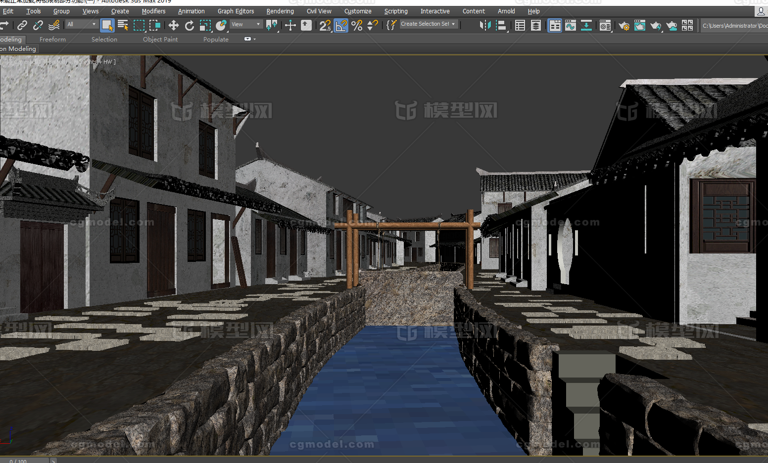 古代水闸 河道模型-历史建筑模型库-3ds Max(.max)模型下载-cg模型网