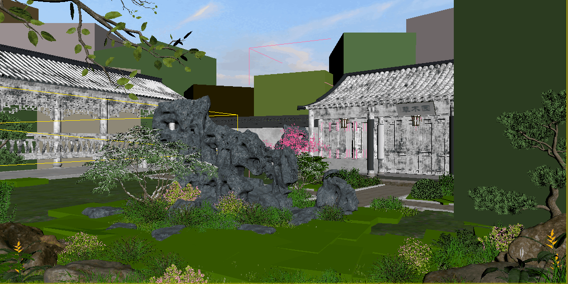 四季变化小庭院景色模型-自然场景模型库-3ds Max(.max)模型下载-cg模型网