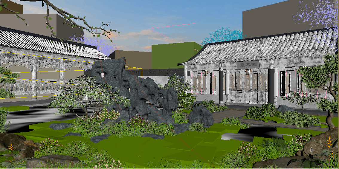 四季变化小庭院景色模型-自然场景模型库-3ds Max(.max)模型下载-cg模型网