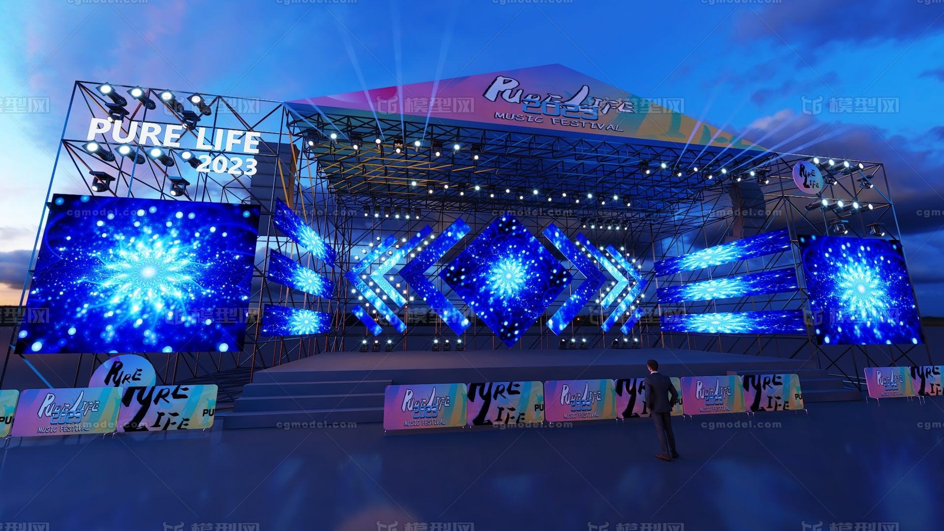 音乐节舞台 演唱会舞台模型-综艺模型库-3ds Max(.max)模型下载-cg模型网