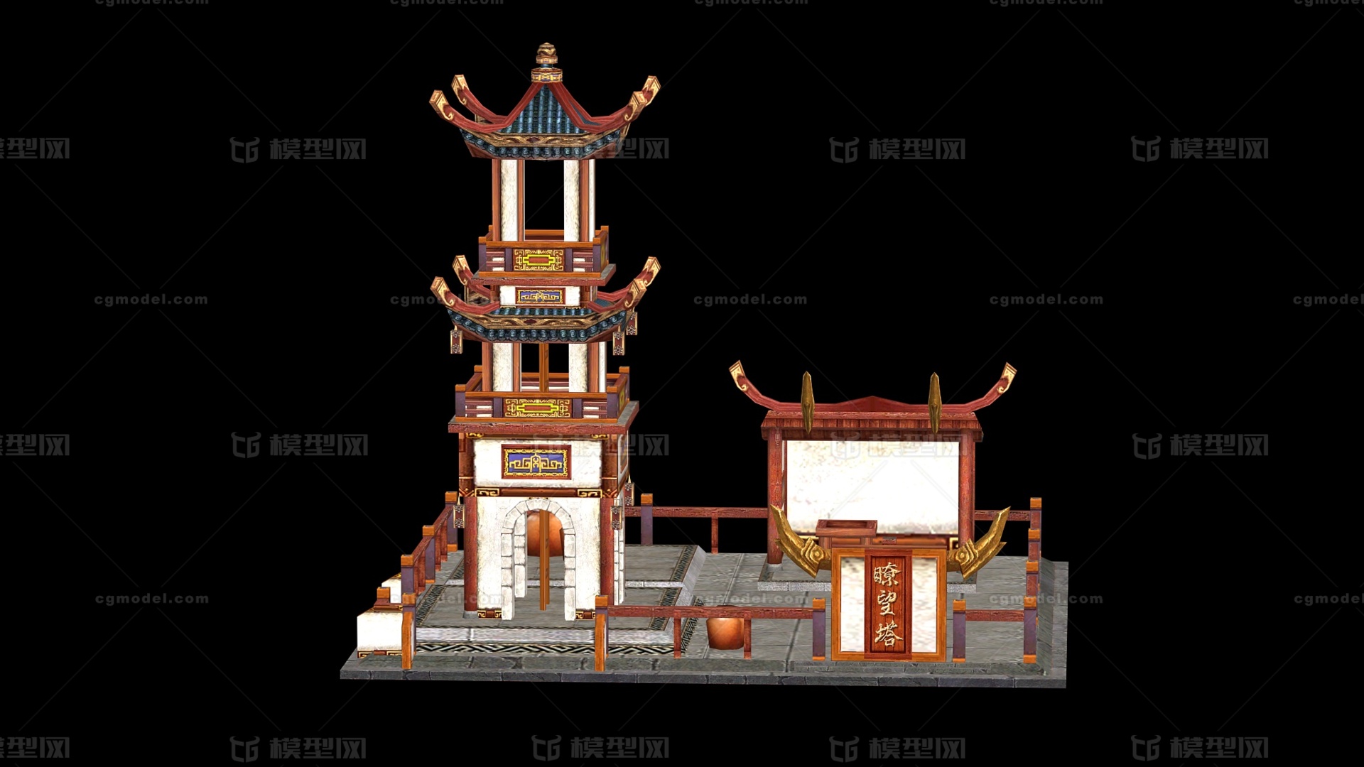 古代瞭望塔 景观塔哨塔模型-历史建筑模型库-3ds Max(.max)模型下载-cg模型网