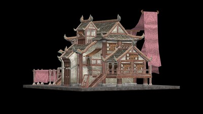 古代布匹染布坊布艺商铺手染布模型-历史建筑模型库-3ds Max(.max)模型下载-cg模型网