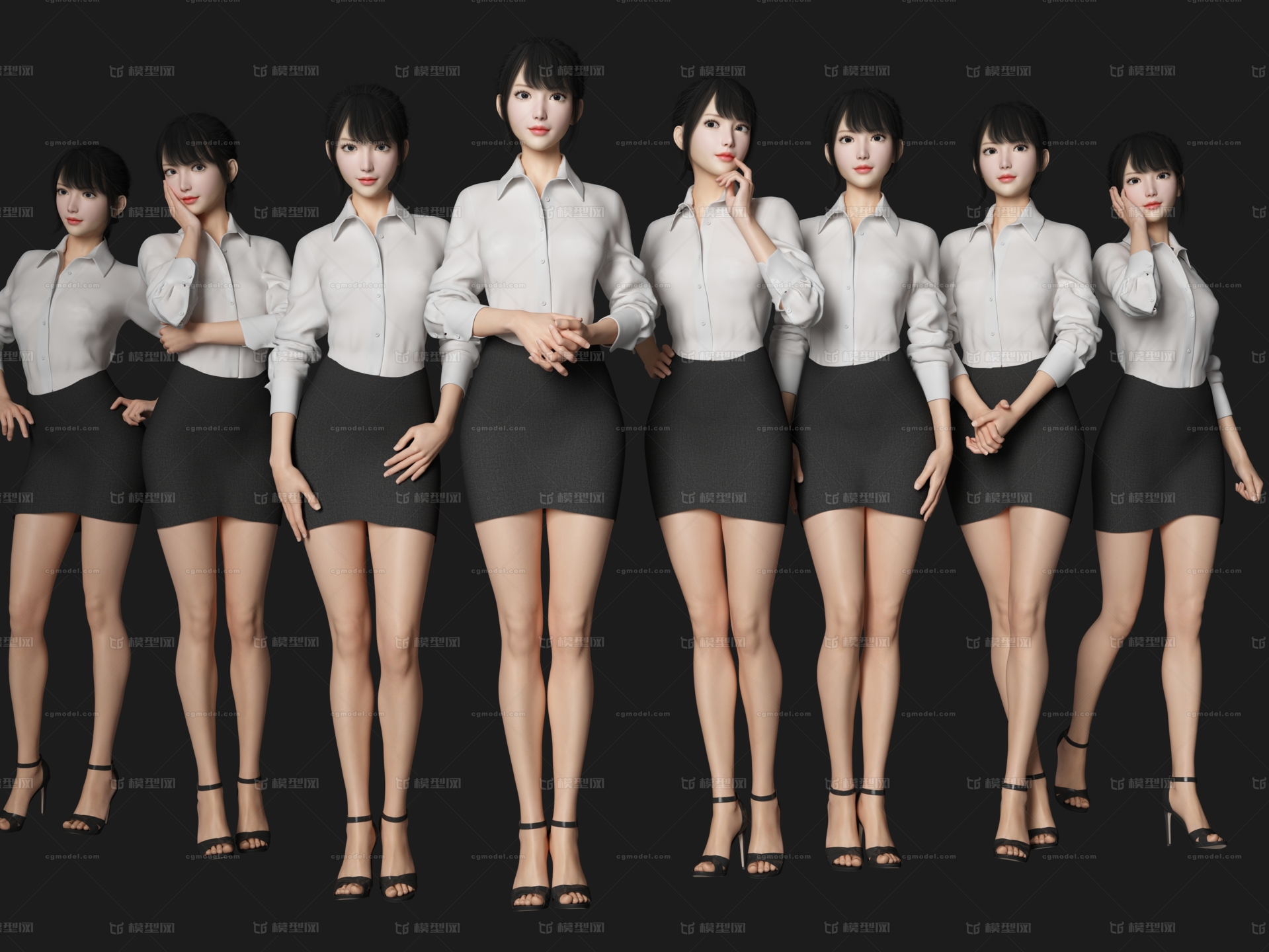 办公女人 职场美女模型-女人模型库-3ds Max(.max)模型下载-cg模型网