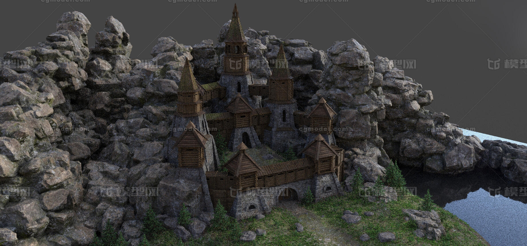 【场景86】要塞 防御要塞模型-古代场景模型库-3ds Max(.max)模型下载-cg模型网