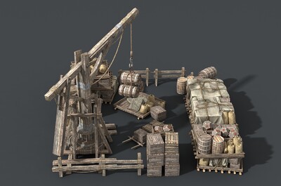 写实 古代码头场景部件模型-场景部件模型库-3ds Max(.max)模型下载-cg模型网