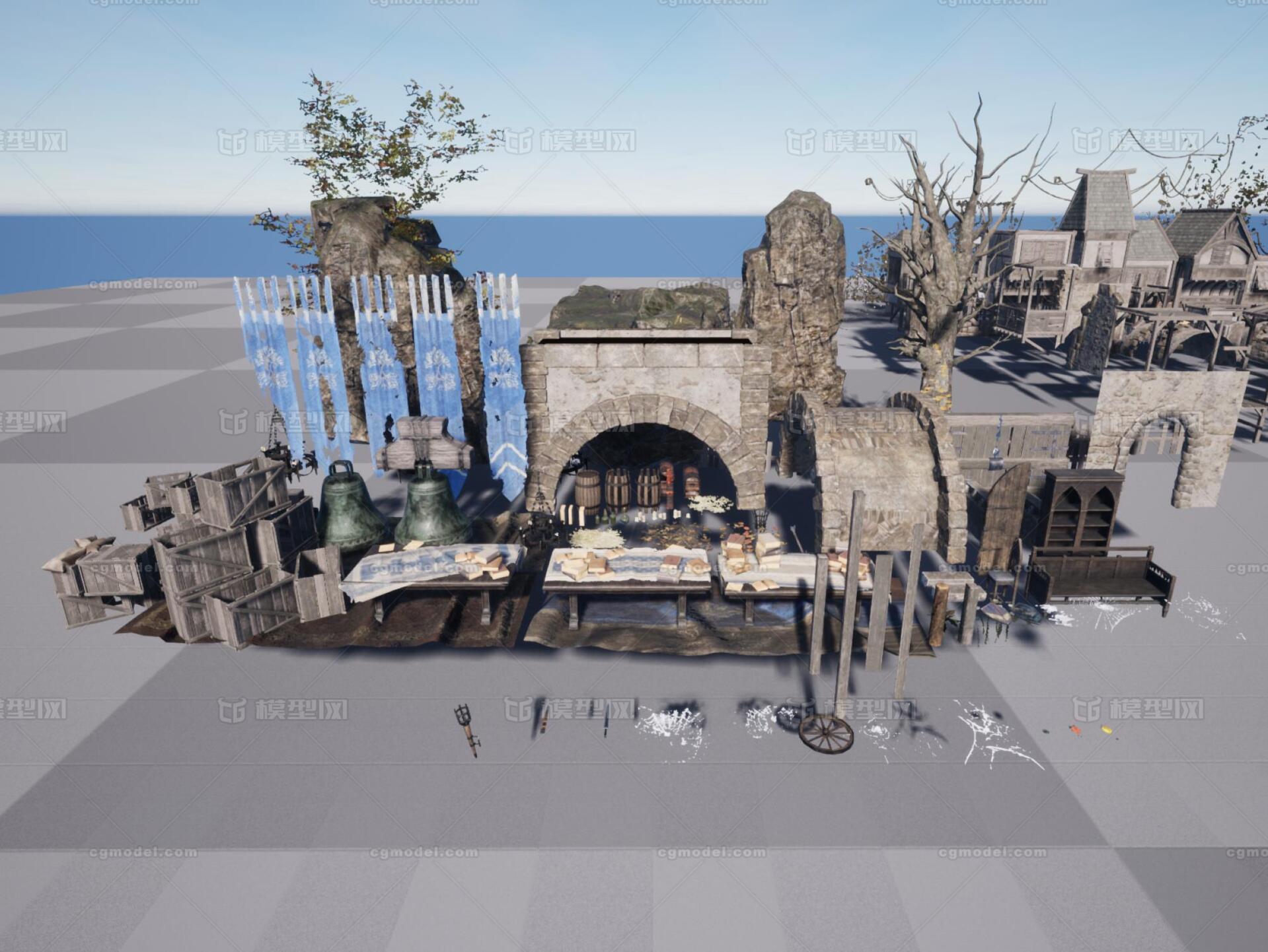 UE4/UE5城堡 遗迹模型-场景部件模型库-FBX(.fbx)模型下载-cg模型网