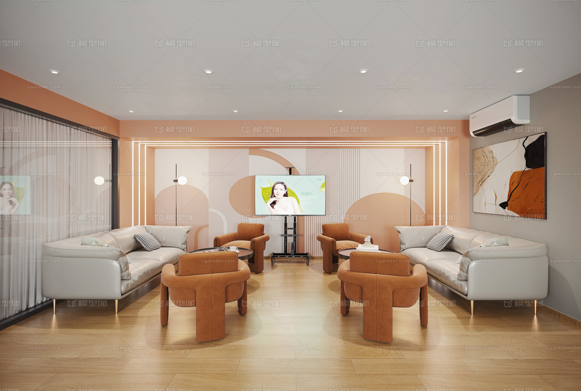 现代美容院休息区 等待区模型-娱乐空间模型库-3ds Max(.max)模型下载-cg模型网