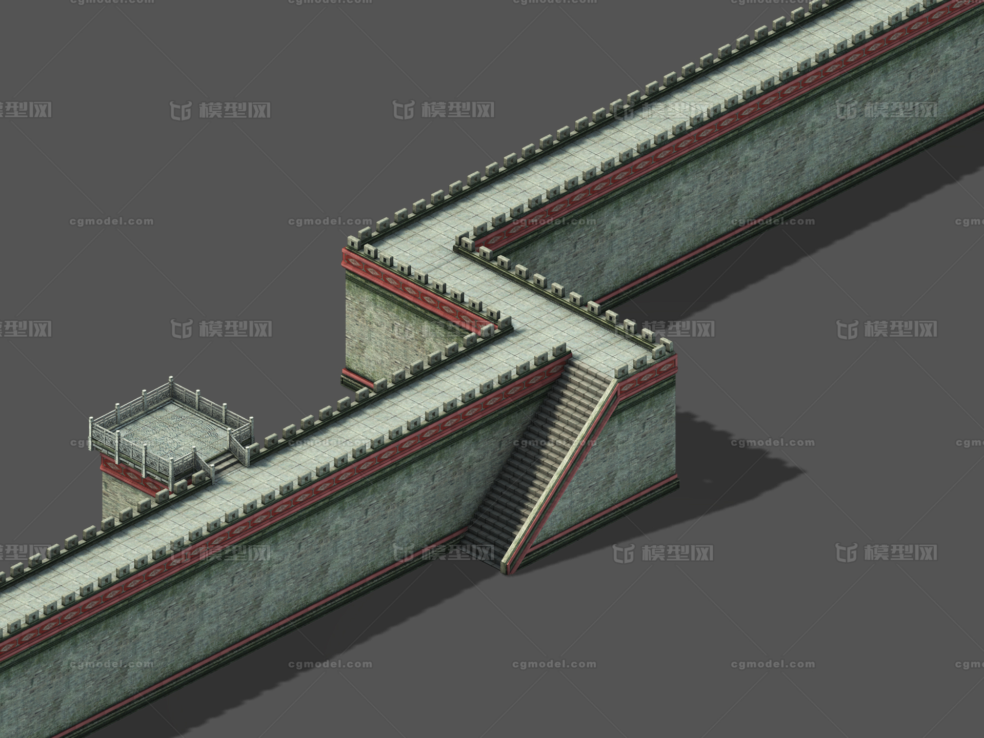 古城墙 古建筑模型-场景部件模型库-3ds Max(.max)模型下载-cg模型网