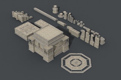 卡通 古代建筑模型-场景部件模型库-FBX(.fbx)模型下载-cg模型网