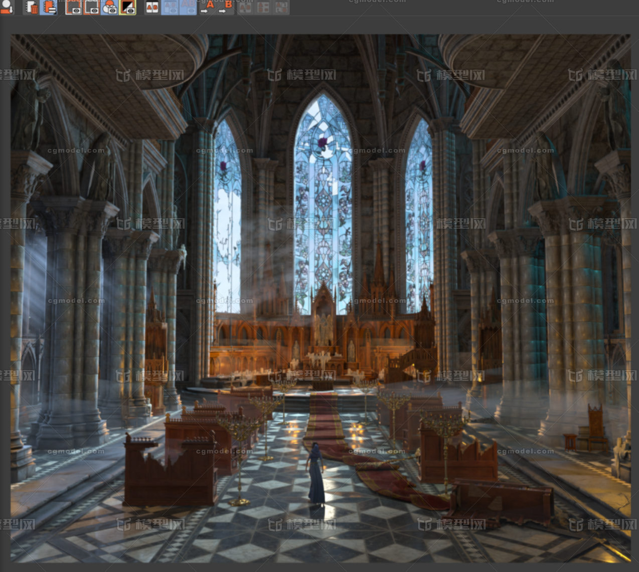 教堂 殿堂模型-现代场景模型库-Cinema 4D(.c4d)模型下载-cg模型网