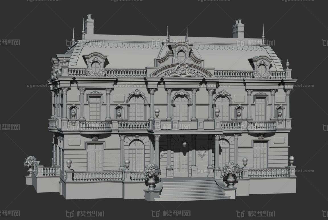 精致 欧式住宅模型-私人住宅模型库-3ds Max(.max)模型下载-cg模型网