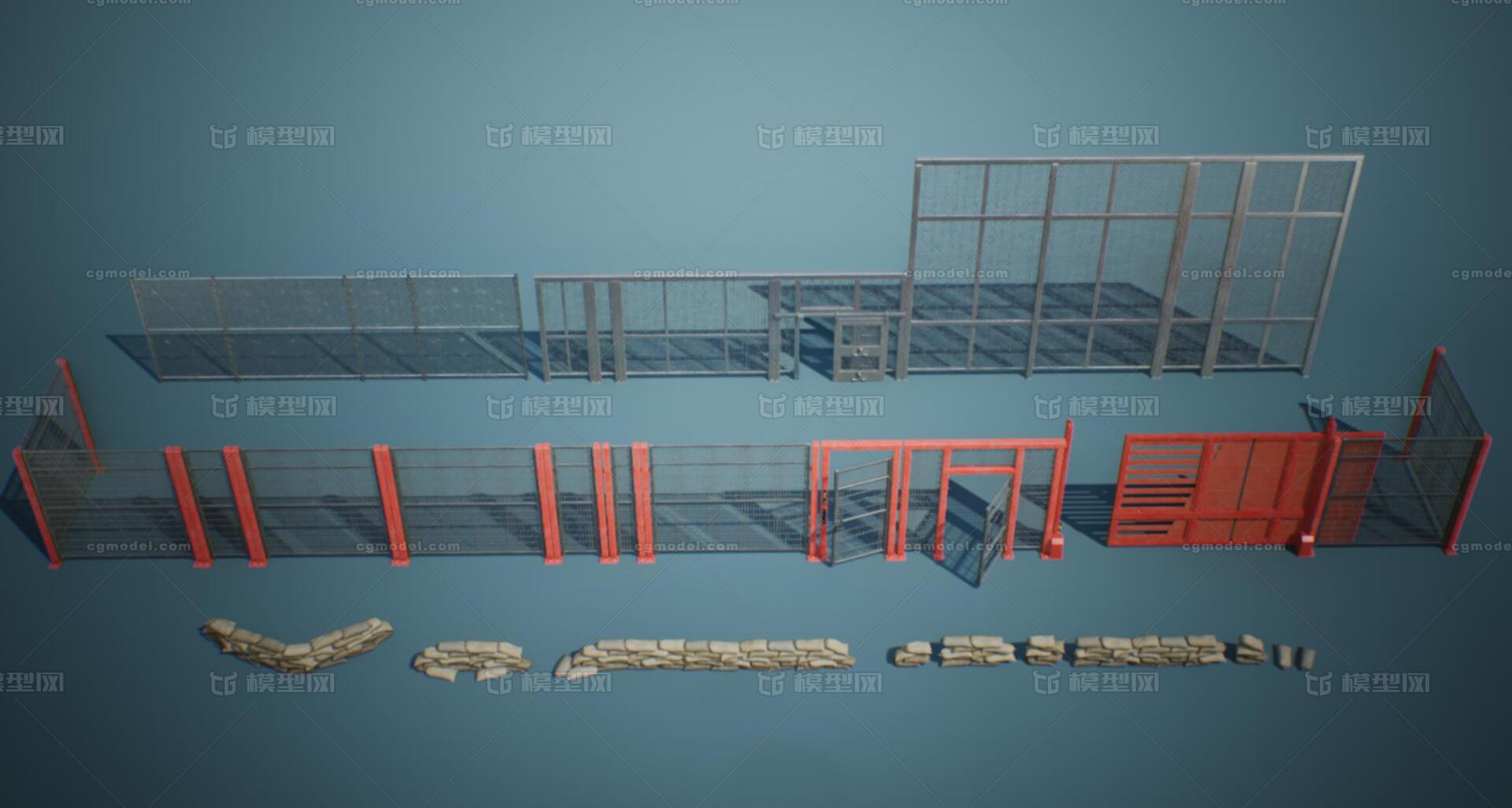 UE4/UE5路障 栅栏模型-场景部件模型库-FBX(.fbx)模型下载-cg模型网