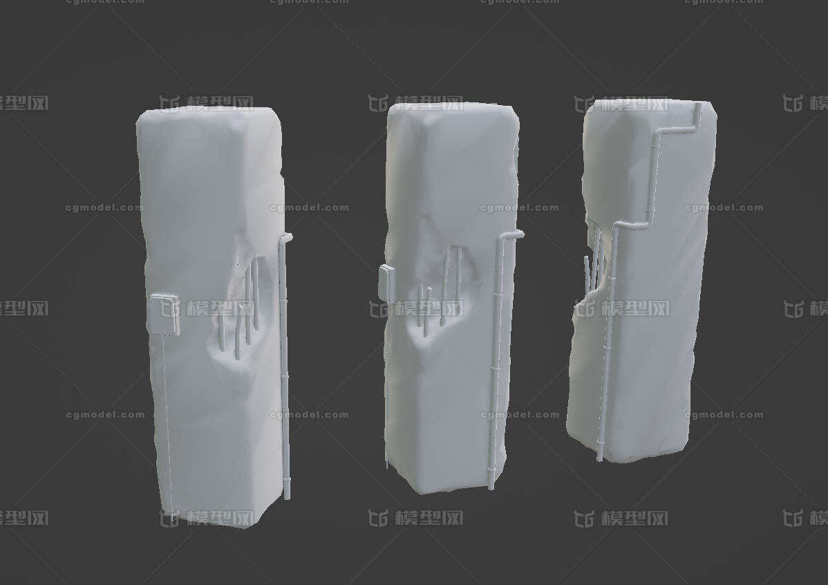 损坏的水泥柱子建筑废墟场景道具次时代PBR纹理3d模型模型-场景部件模型库-Blender(.blend)模型下载-cg模型网