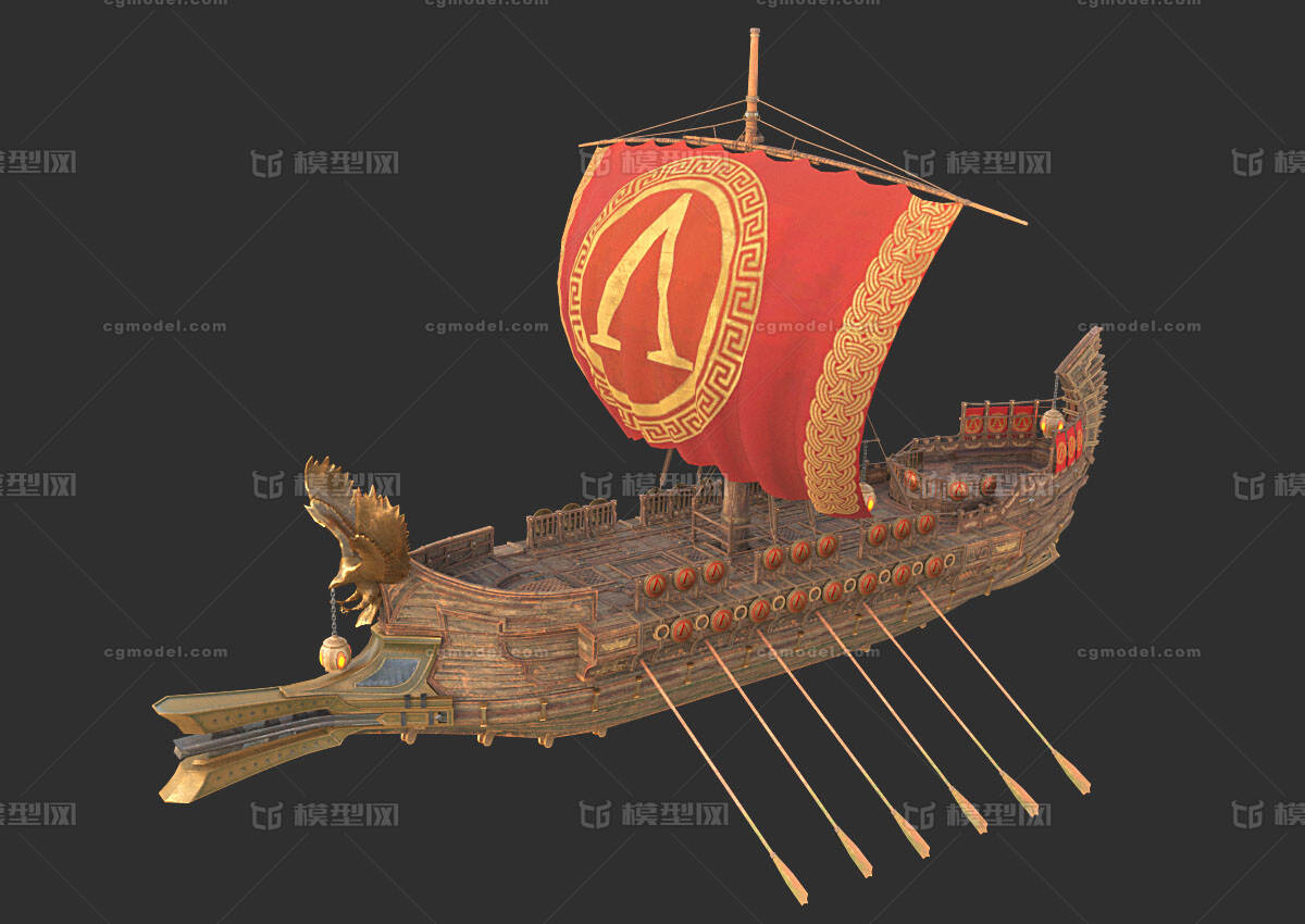 帆船 维京战船模型-古代船/仿古船模型库-FBX(.fbx)模型下载-cg模型网