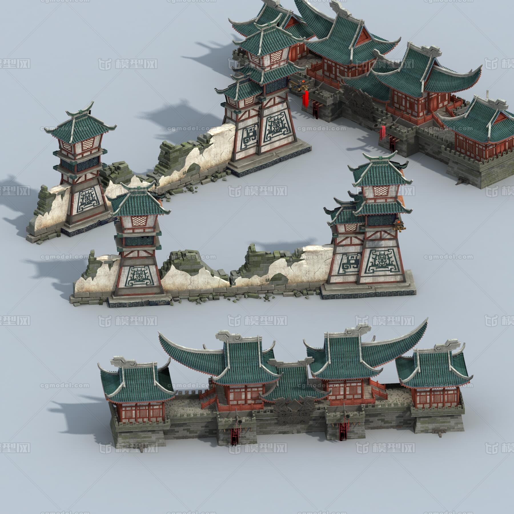 门楼 古城门模型-历史建筑模型库-3ds Max(.max)模型下载-cg模型网