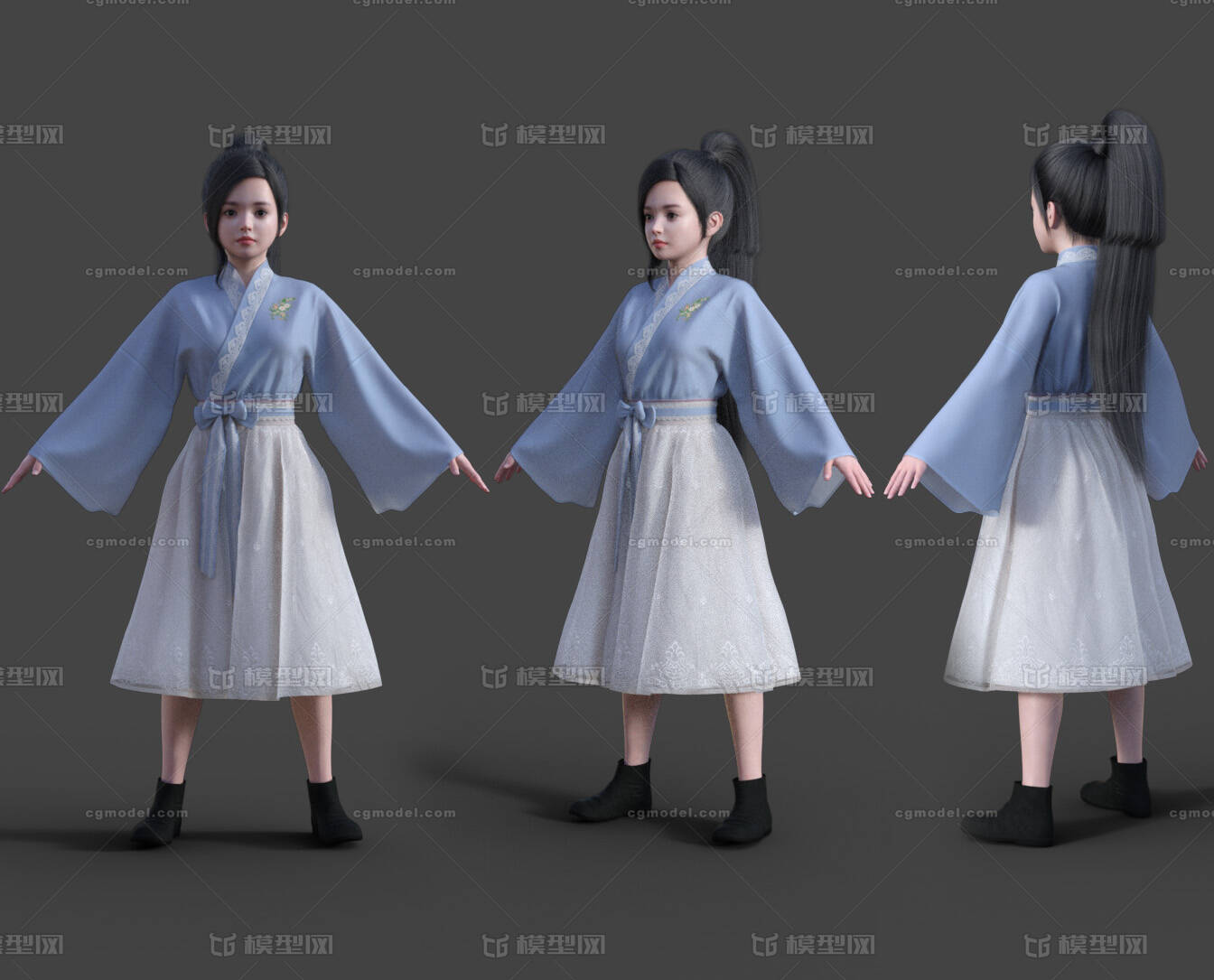 古装汉服 汉服美女模型-女人模型库-Maya(.ma/.mb)模型下载-cg模型网