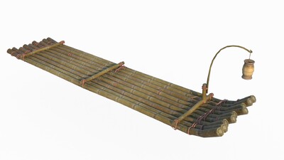 古代载具漂亮的竹筏模型-古代船/仿古船模型库-3ds Max(.max)模型下载-cg模型网