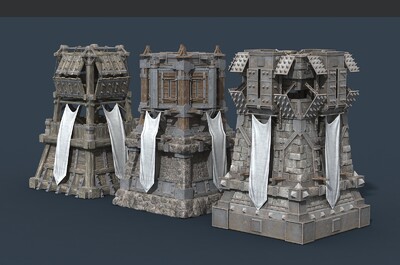 卡通 防御塔模型-场景部件模型库-FBX(.fbx)模型下载-cg模型网