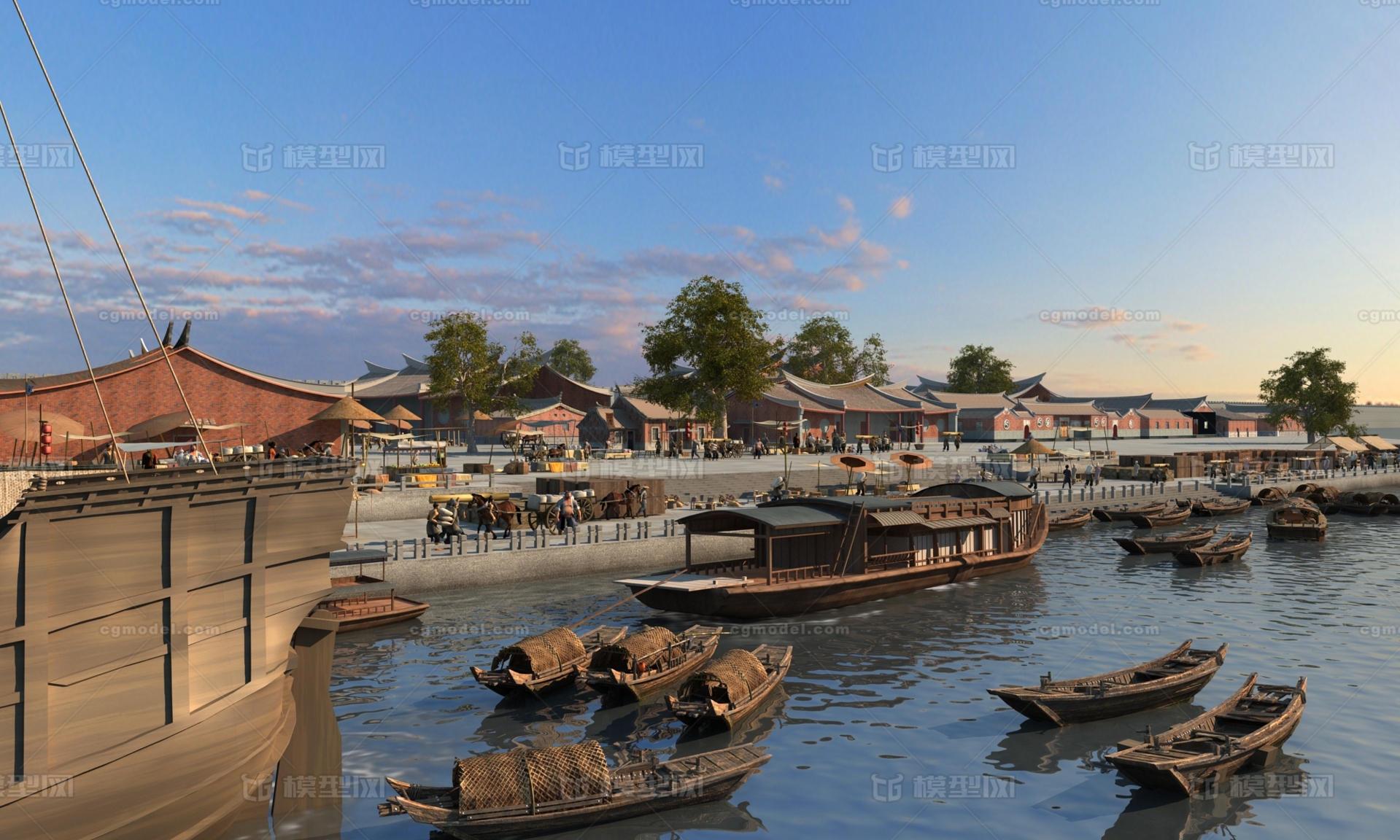 闽南建筑 古代码头模型-古代场景模型库-3ds Max(.max)模型下载-cg模型网