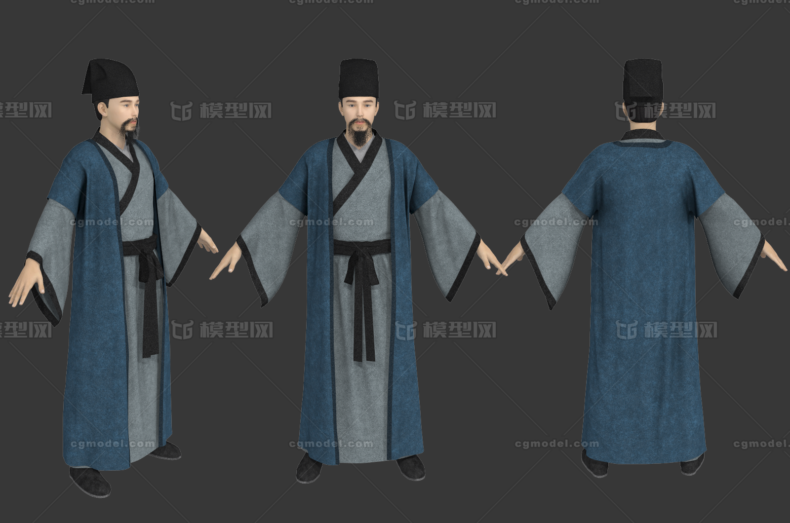 宋朝人 宋朝平民模型-穿戴服饰模型库-3ds Max(.max)模型下载-cg模型网