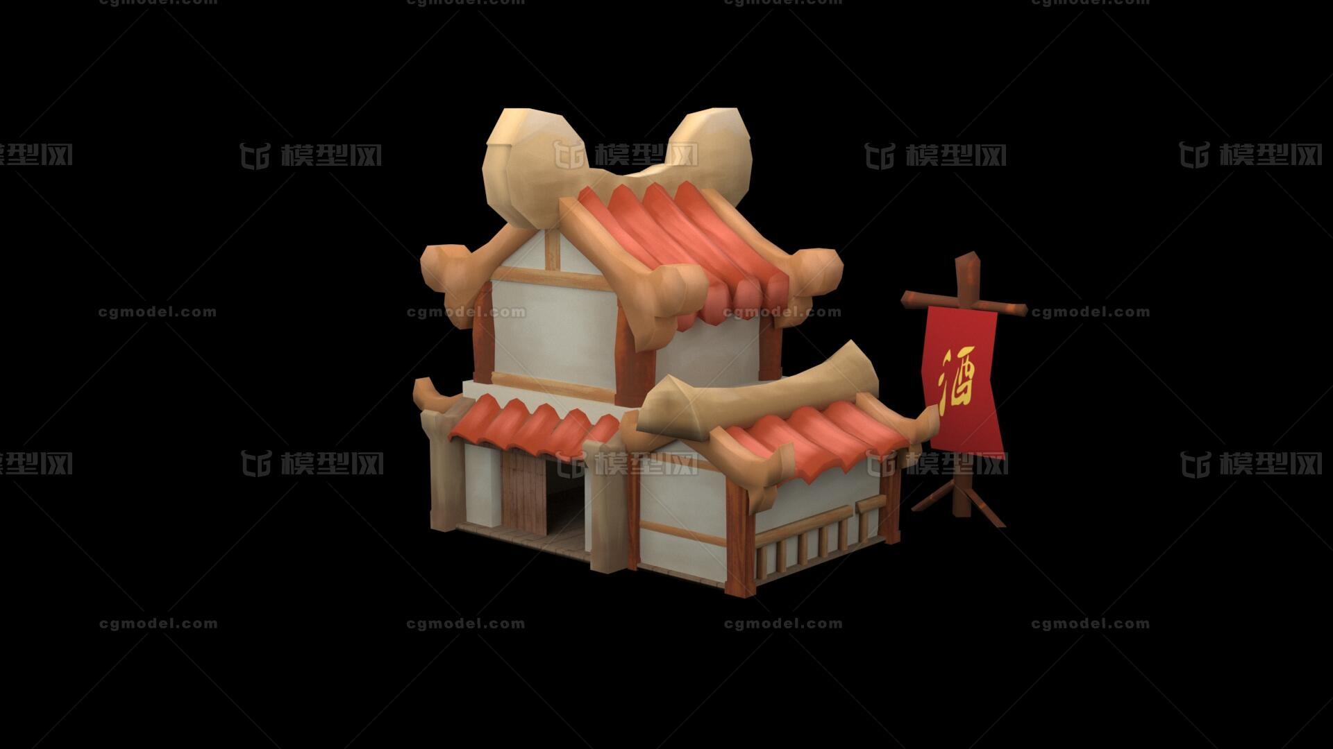 卡通小屋 古代酒楼模型-古代场景模型库-3ds Max(.max)模型下载-cg模型网
