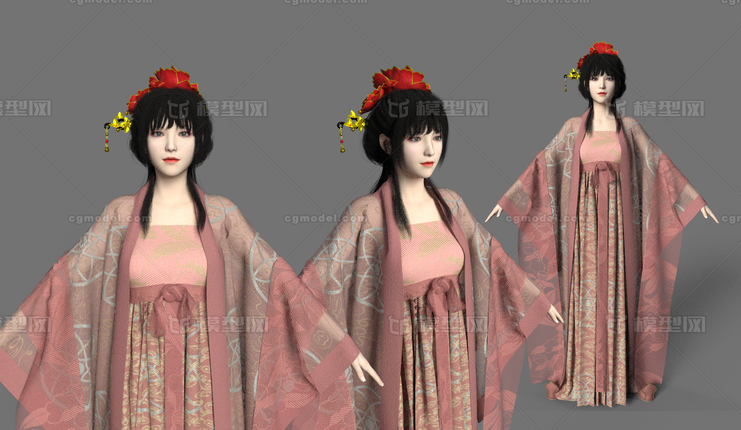 古代美女 古代女人模型-女人模型库-FBX(.fbx)模型下载-cg模型网