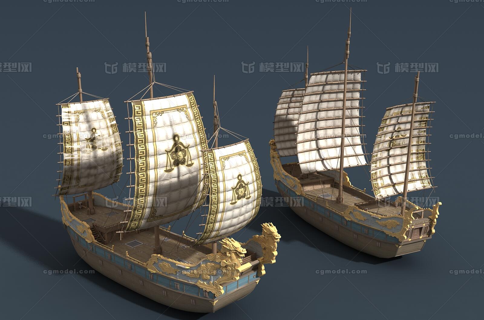 卡通 古代帆船模型-古代船/仿古船模型库-FBX(.fbx)模型下载-cg模型网