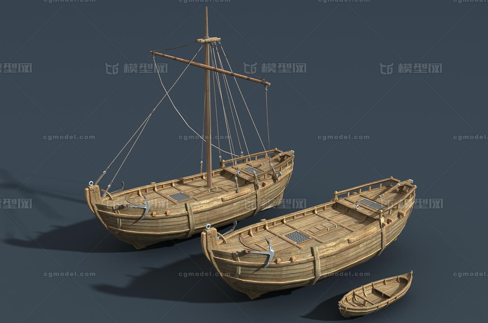 卡通 古代木船模型-古代船/仿古船模型库-FBX(.fbx)模型下载-cg模型网