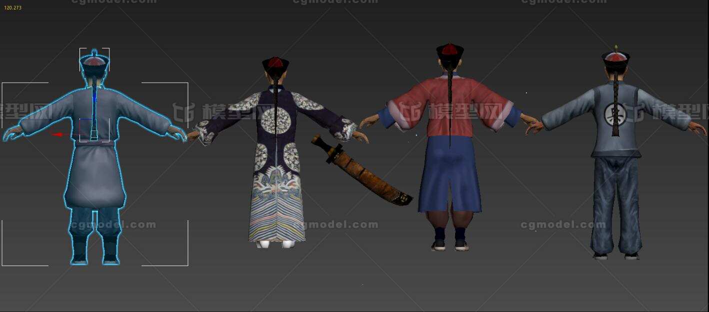 清兵 捕头 衙役 官兵 侍卫 古代官员 士兵模型-男人模型库-3ds Max(.max)模型下载-cg模型网