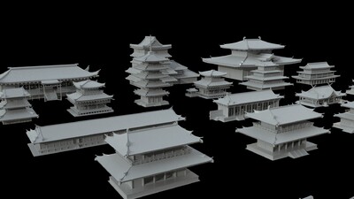古代复古建筑 建筑集合模型-古代场景模型库-Maya(.ma/.mb)模型下载-cg模型网