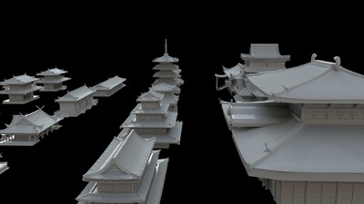 古代复古建筑 建筑集合模型-古代场景模型库-Maya(.ma/.mb)模型下载-cg模型网