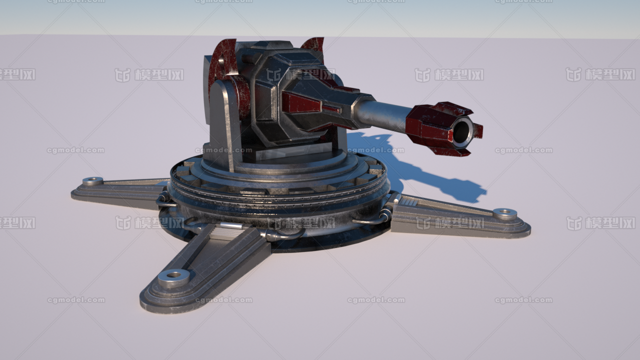 红色警戒 法国巨炮模型-火炮器械模型库-Cinema 4D(.c4d)模型下载-cg模型网