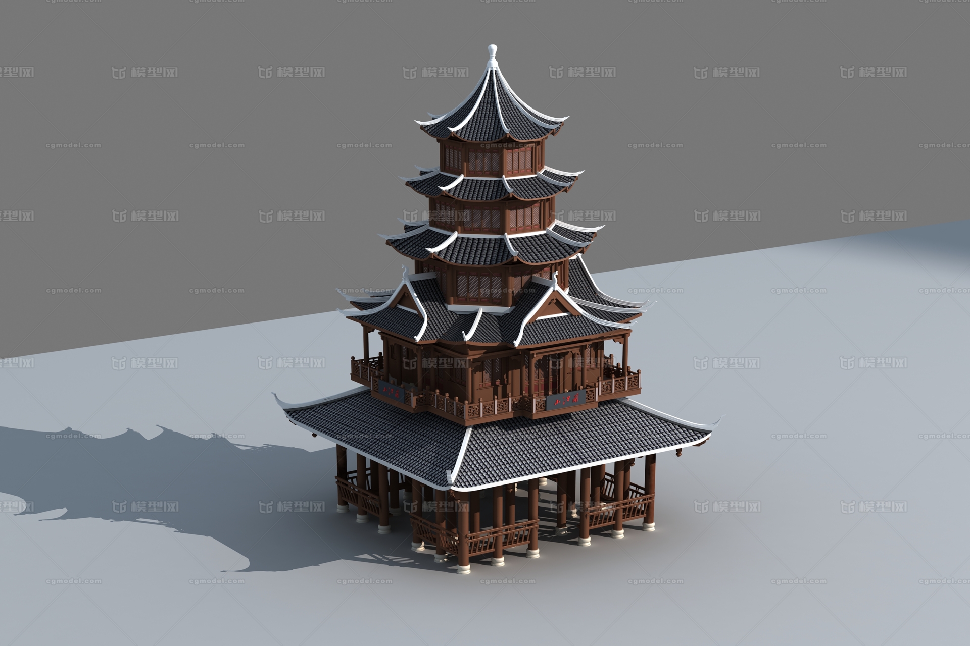 古建阁 古代阁楼模型-历史建筑模型库-3ds Max(.max)模型下载-cg模型网