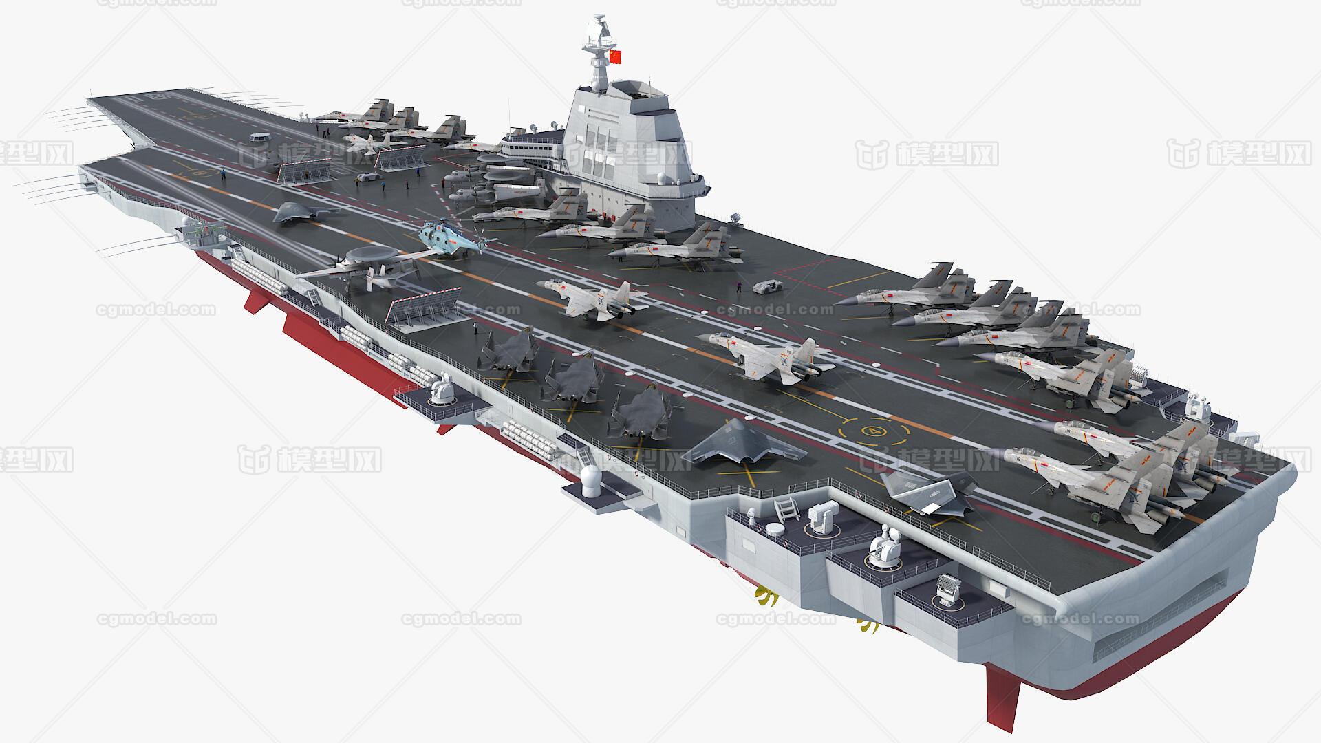 福建舰 003航母模型-军舰模型库-3ds Max(.max)模型下载-cg模型网