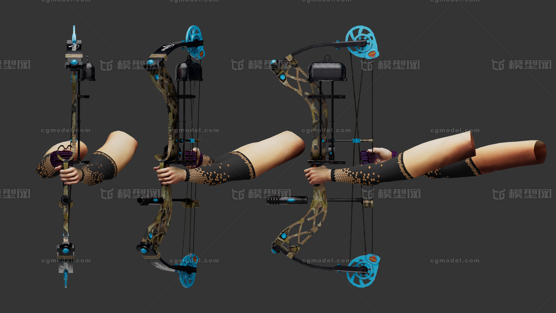 弓 复合弓次时代简模模型-冷兵器模型库-Maya(.ma/.mb)模型下载-cg模型网