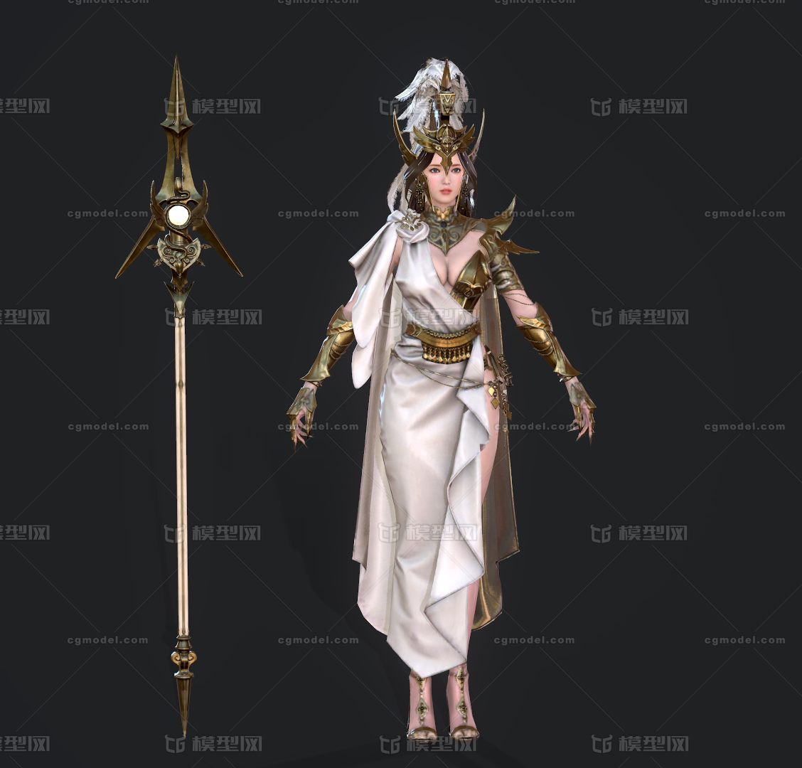 中世纪 女法师 战法 欧洲法袍 大法师 魔导士 圣骑士 女战模型-女人模型库-Maya(.ma/.mb)模型下载-cg模型网