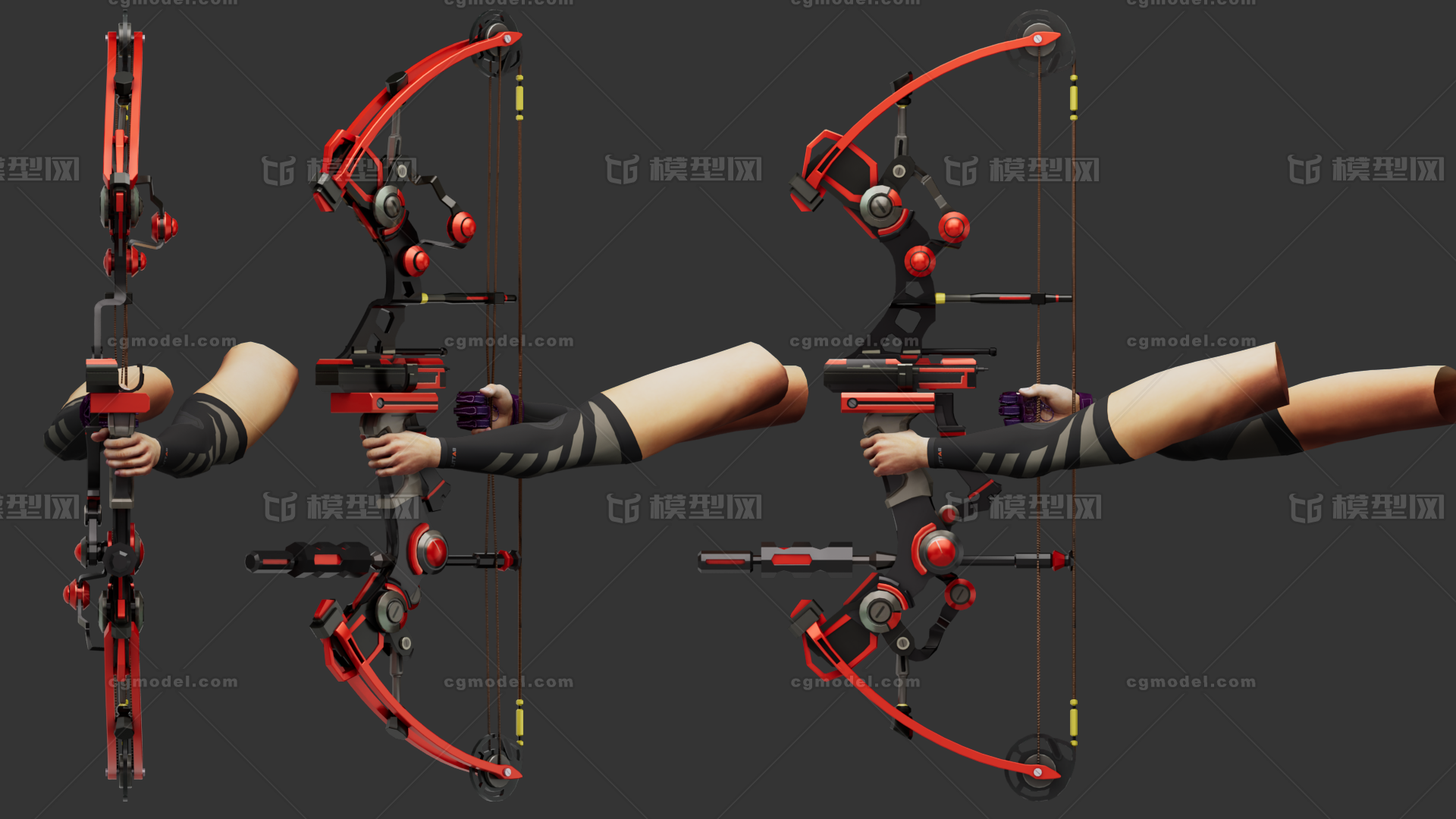 Bow Arrow 弓复合弓 反曲弓 裸弓 弓箭 现代弓箭模型-冷兵器模型库-FBX(.fbx)模型下载-cg模型网