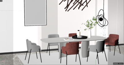 室内别墅客餐厅 别墅客厅模型-现代场景模型库-Cinema 4D(.c4d)模型下载-cg模型网