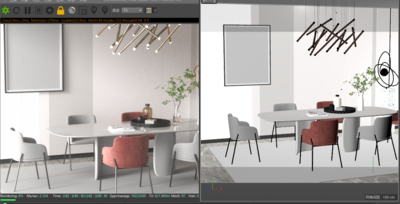 室内别墅客餐厅 别墅客厅模型-现代场景模型库-Cinema 4D(.c4d)模型下载-cg模型网