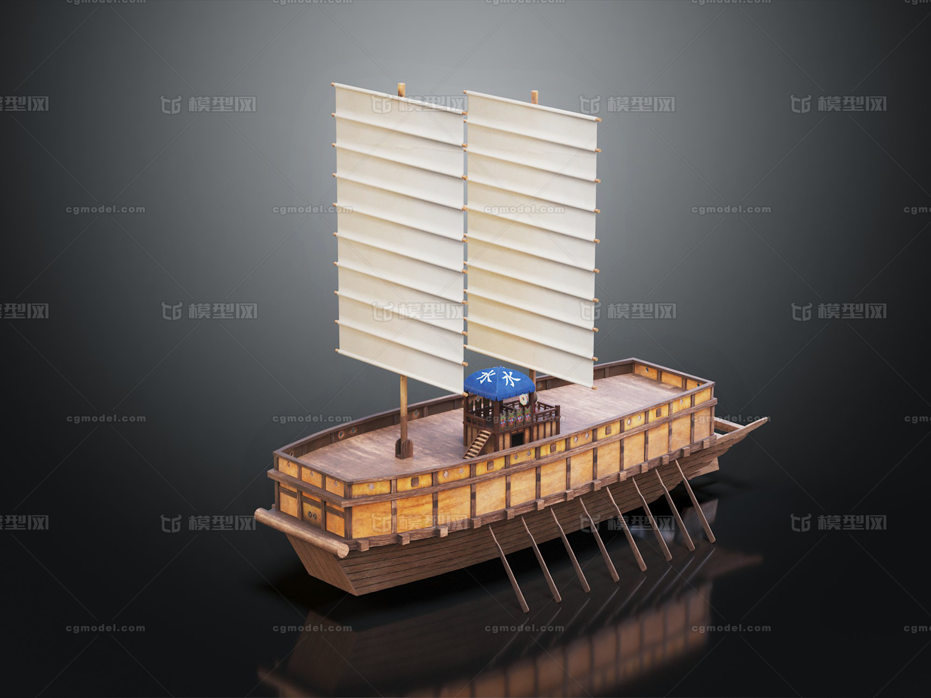 古代帆船 古代木船模型-古代船/仿古船模型库-3ds Max(.max)模型下载-cg模型网
