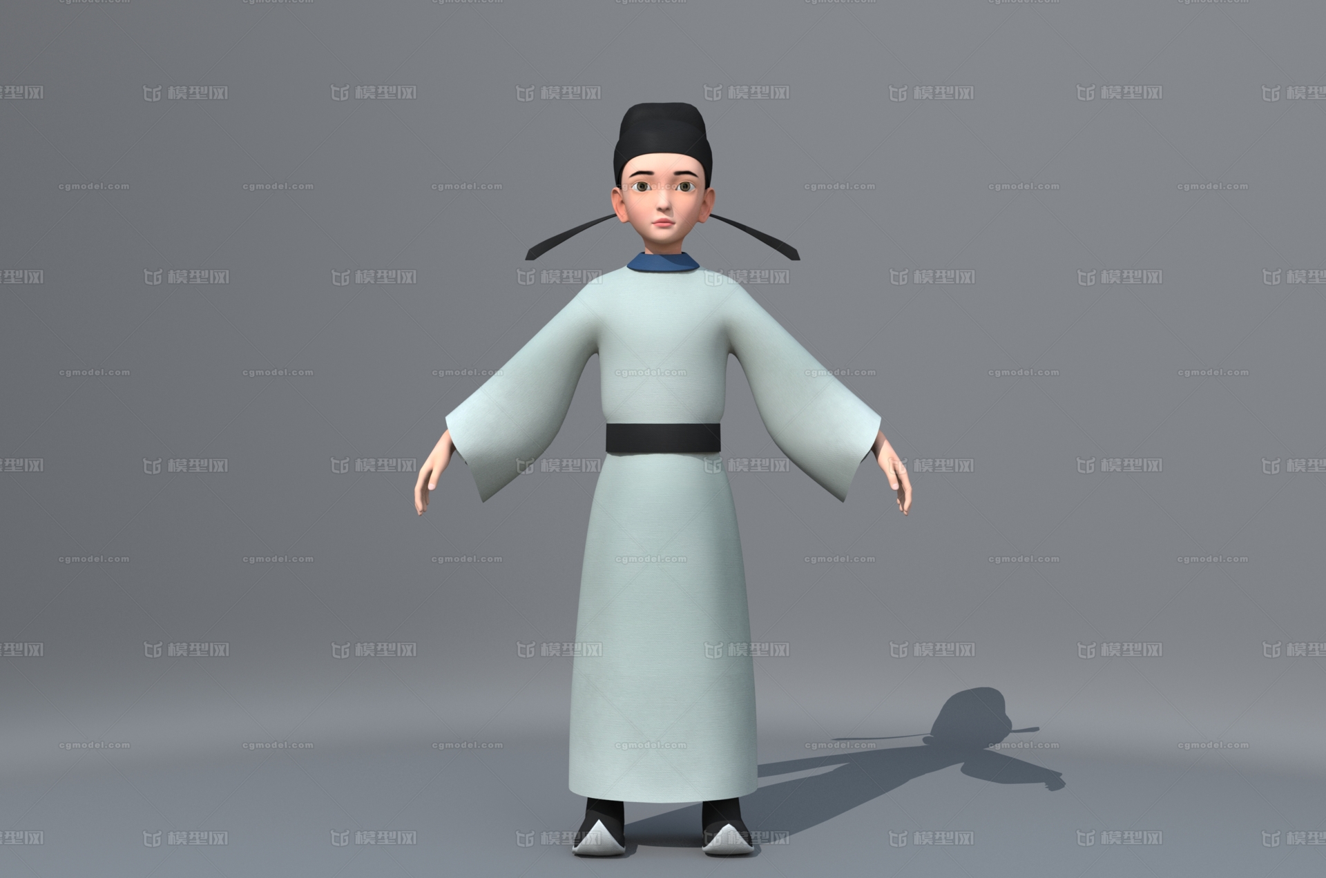 （有绑定）卡通唐朝男孩 古代男孩模型-孩子-男模型库-Maya(.ma/.mb)模型下载-cg模型网