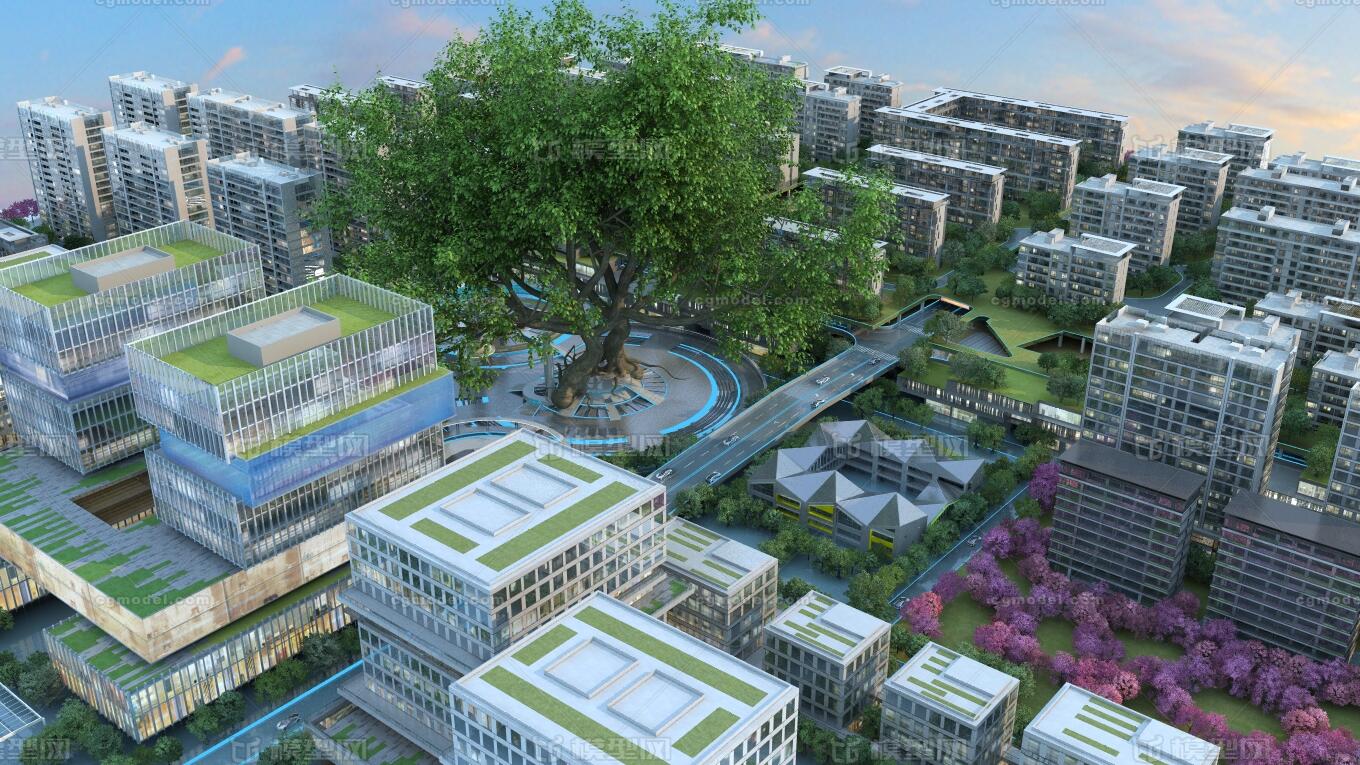 科技树 悬浮城市模型-科幻建筑模型库-3ds Max(.max)模型下载-cg模型网