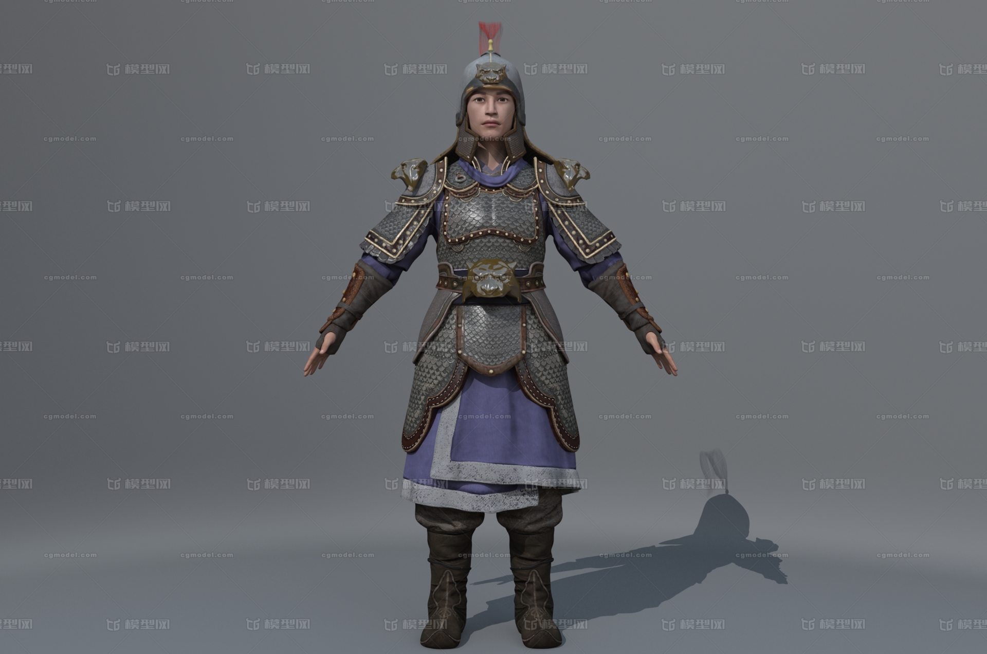 写实古代士兵 古代将军模型-男人模型库-Maya(.ma/.mb)模型下载-cg模型网