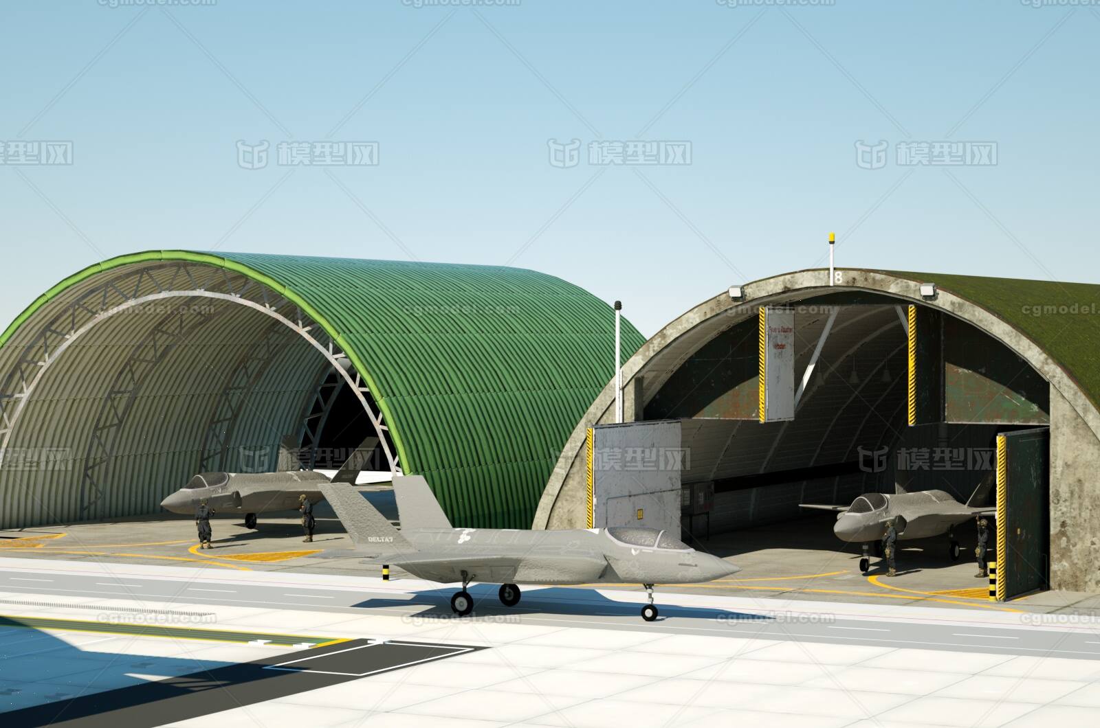 F35战斗机 军用机场模型-军用飞机模型库-Cinema 4D(.c4d)模型下载-cg模型网